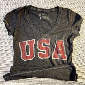 Vintage gray ~USA~ v-neck short sleeve tee